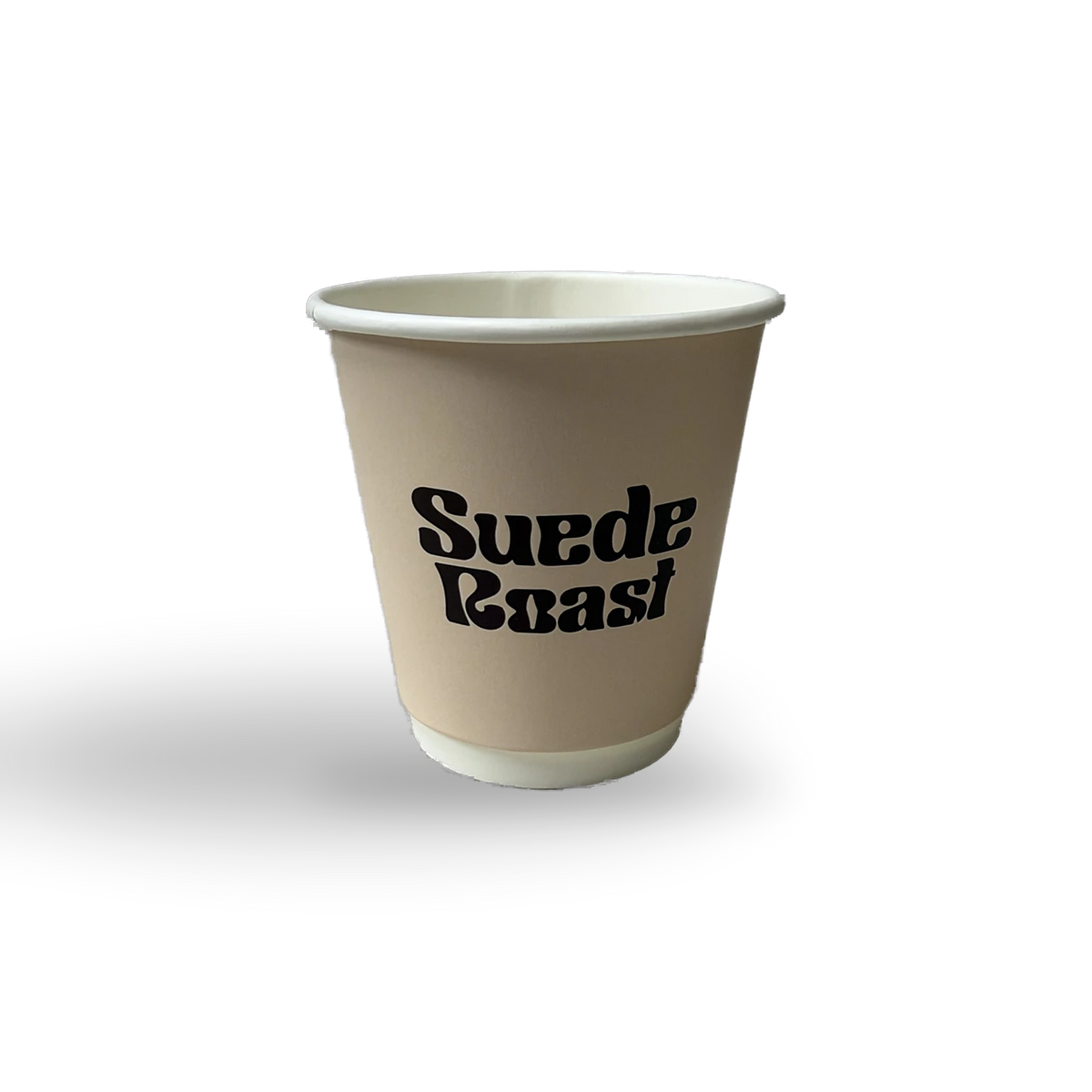10 oz double wall coffee cup in beige with black logo print — MaxPrint Dubai