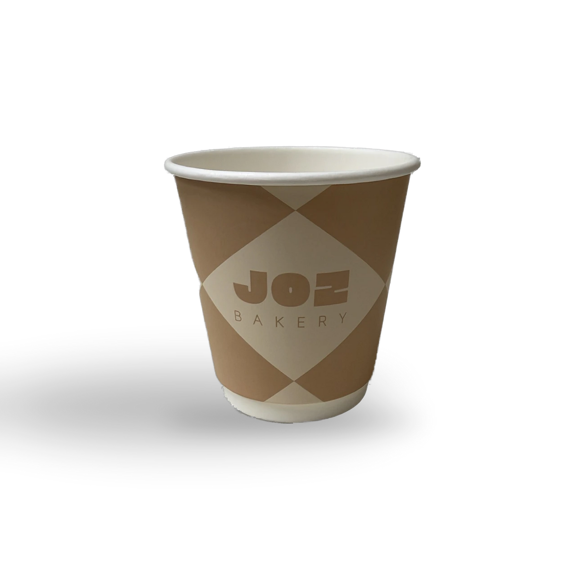 10 oz double wall paper cup printed for a bakery with diamond pattern — MaxPrint Dubai