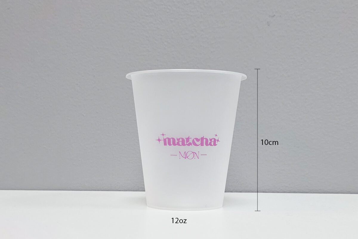 1000 12 oz Frosted PET Cups with Printing with Lids