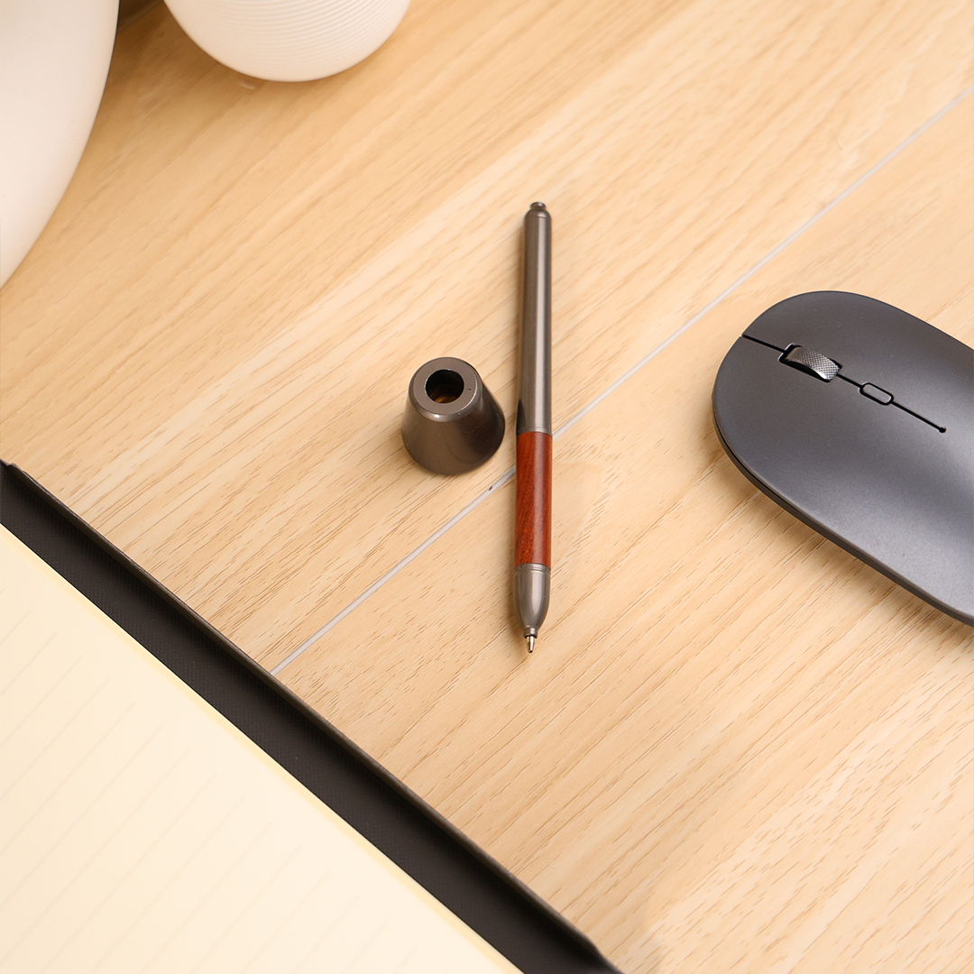 Desk Pen — Luxurious Red Wood & Gun Black Brass Ballpoint Pen
