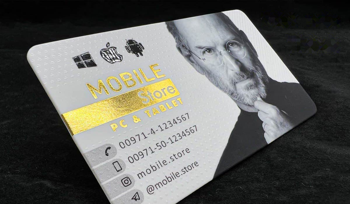 Business Cards, Rounded Corner Gold Foil Spot UV Velvet Laminated 760 mic - Thick