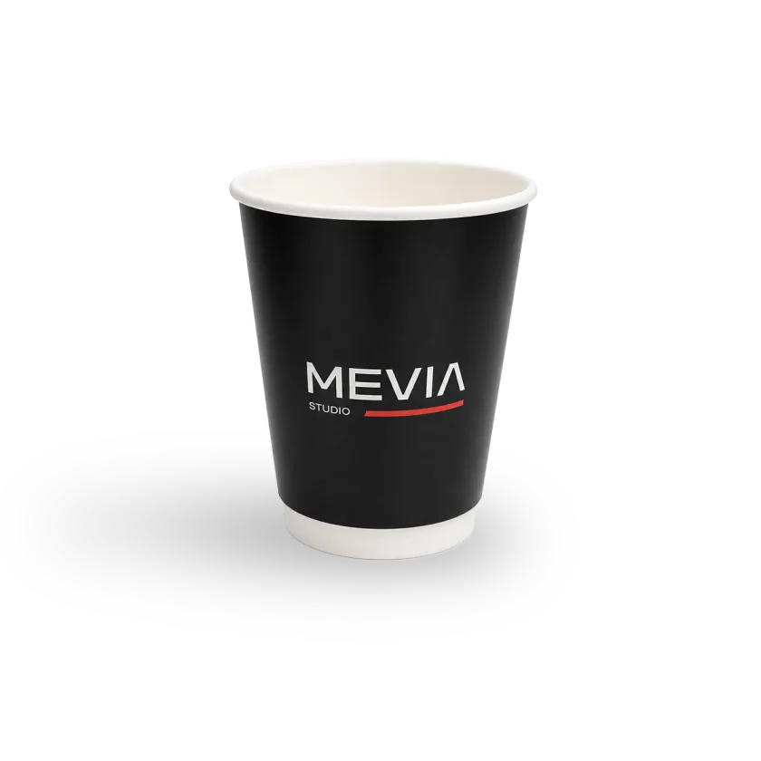 8 oz double wall paper cup printed with a customer logo, example 3 — MaxPrint Dubai