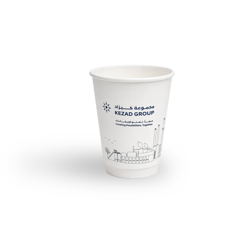 8 oz double wall paper cup printed with a customer logo, example 6 — MaxPrint Dubai