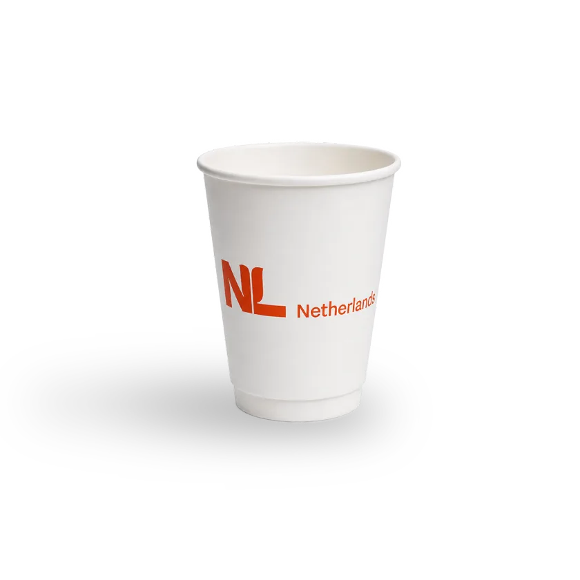 8 oz double wall paper cup printed with a customer logo, example 7 — MaxPrint Dubai