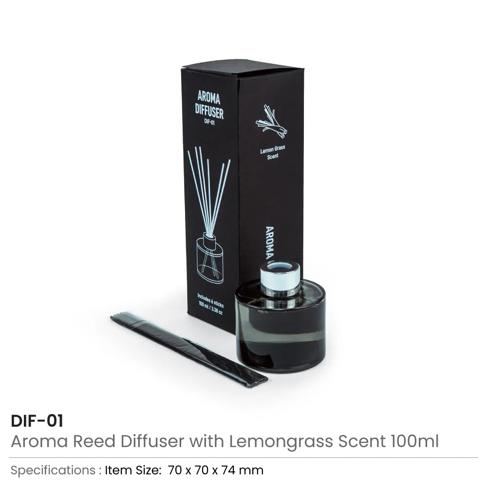 Aroma Reed Diffuser with Lemon Grass Scent 100ml & 6 Pcs Sticks