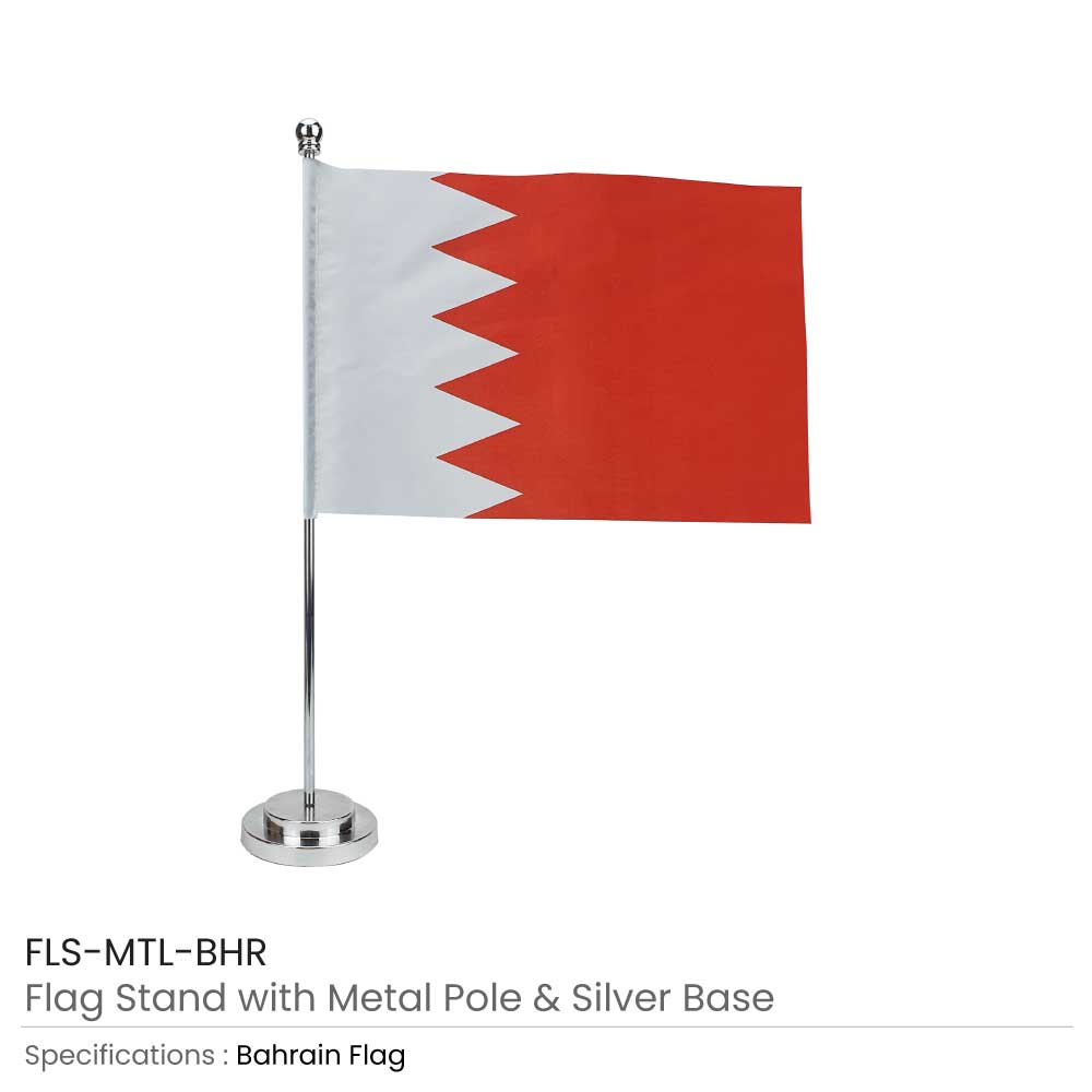 Flag with Metal Pole & Silver Plated Plastic Base