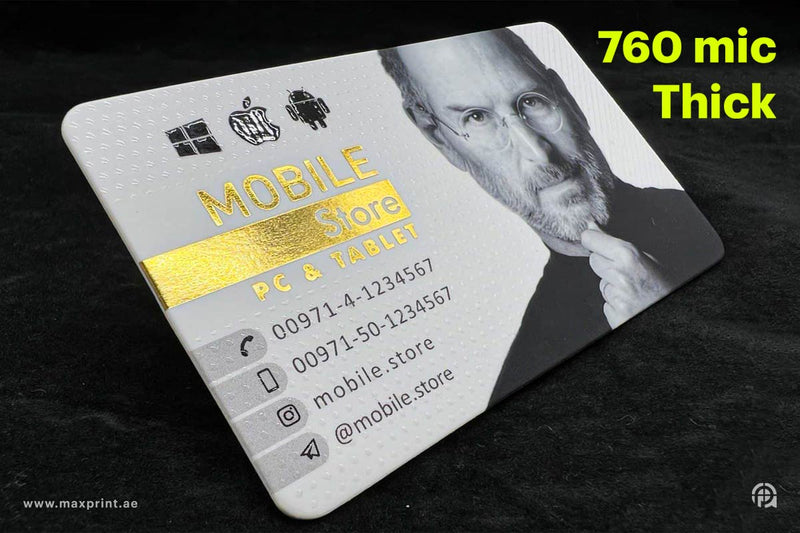 500 Business Cards, Rounded Corner Gold Foil Spot UV Velvet Laminated 760 mic - Thick