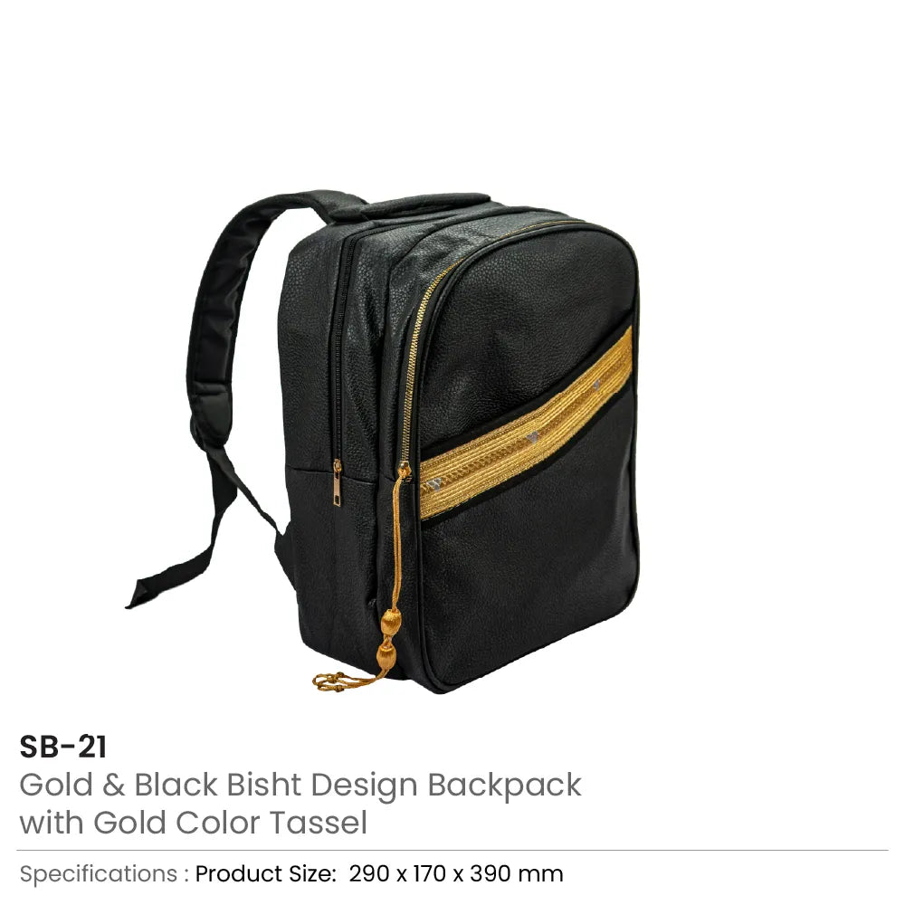 Bisht design backpack gold zipper and tassel details