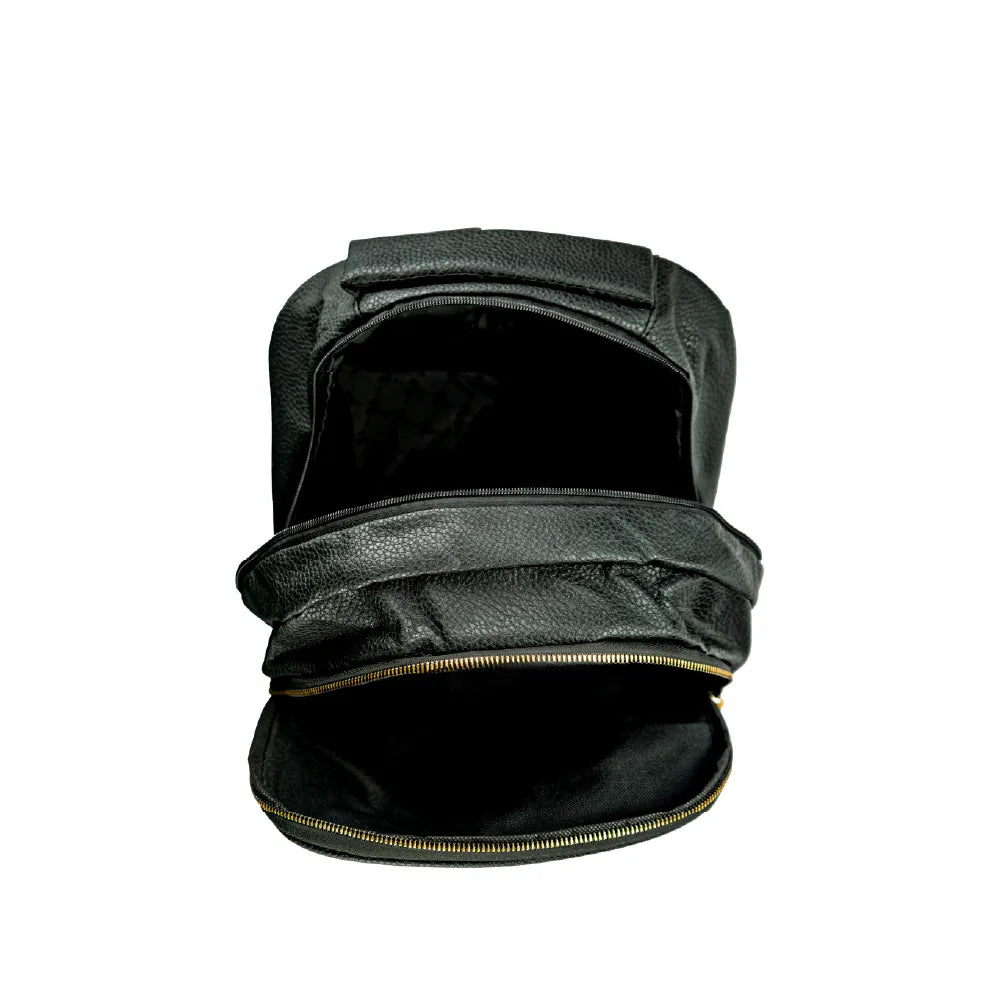 Open view of the Bisht design backpack compartments