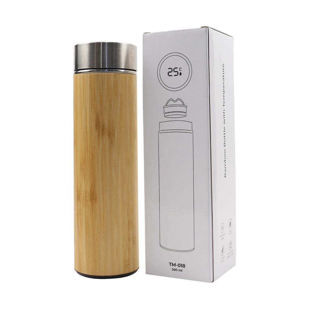 Bamboo Flask with Temperature Display
