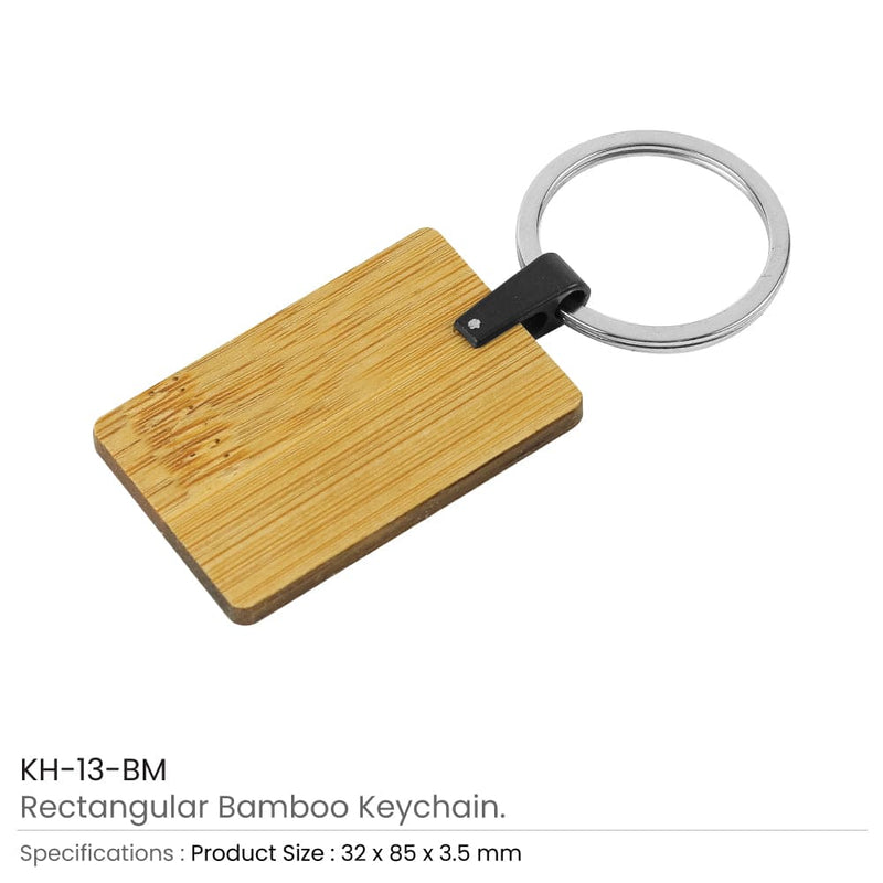 500 Bamboo & Metal Keychain Rectangle