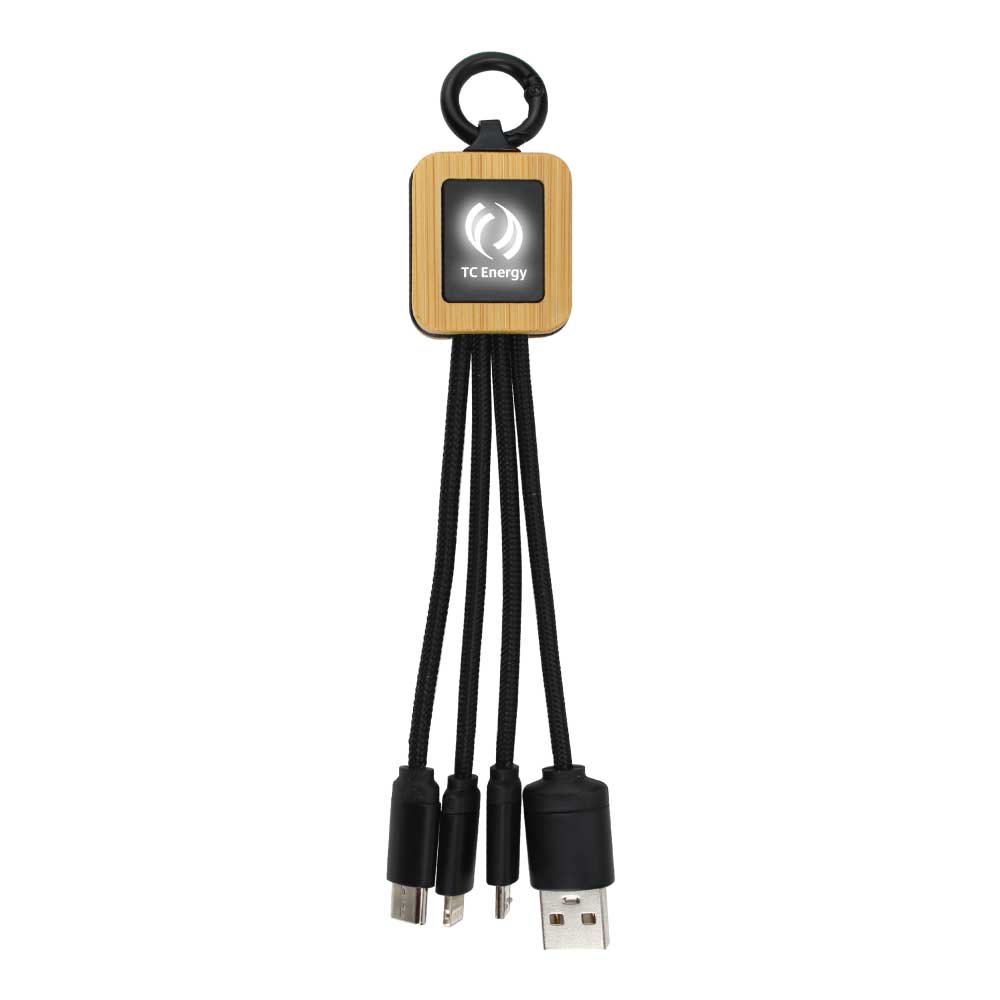 Bamboo Light Up Logo Multi-Charging Cables