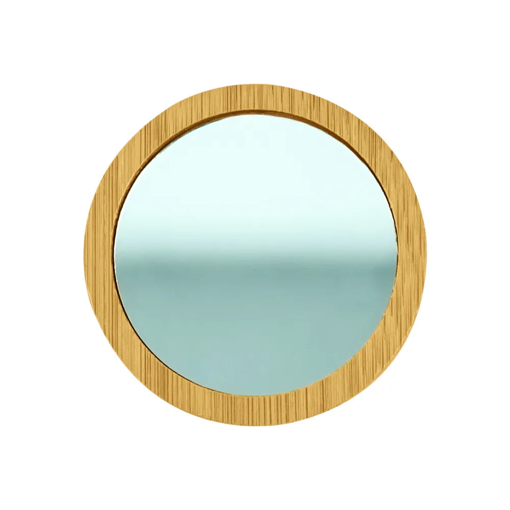 Bamboo Pocket Mirrors in Round-shaped, Lightweight & Portable