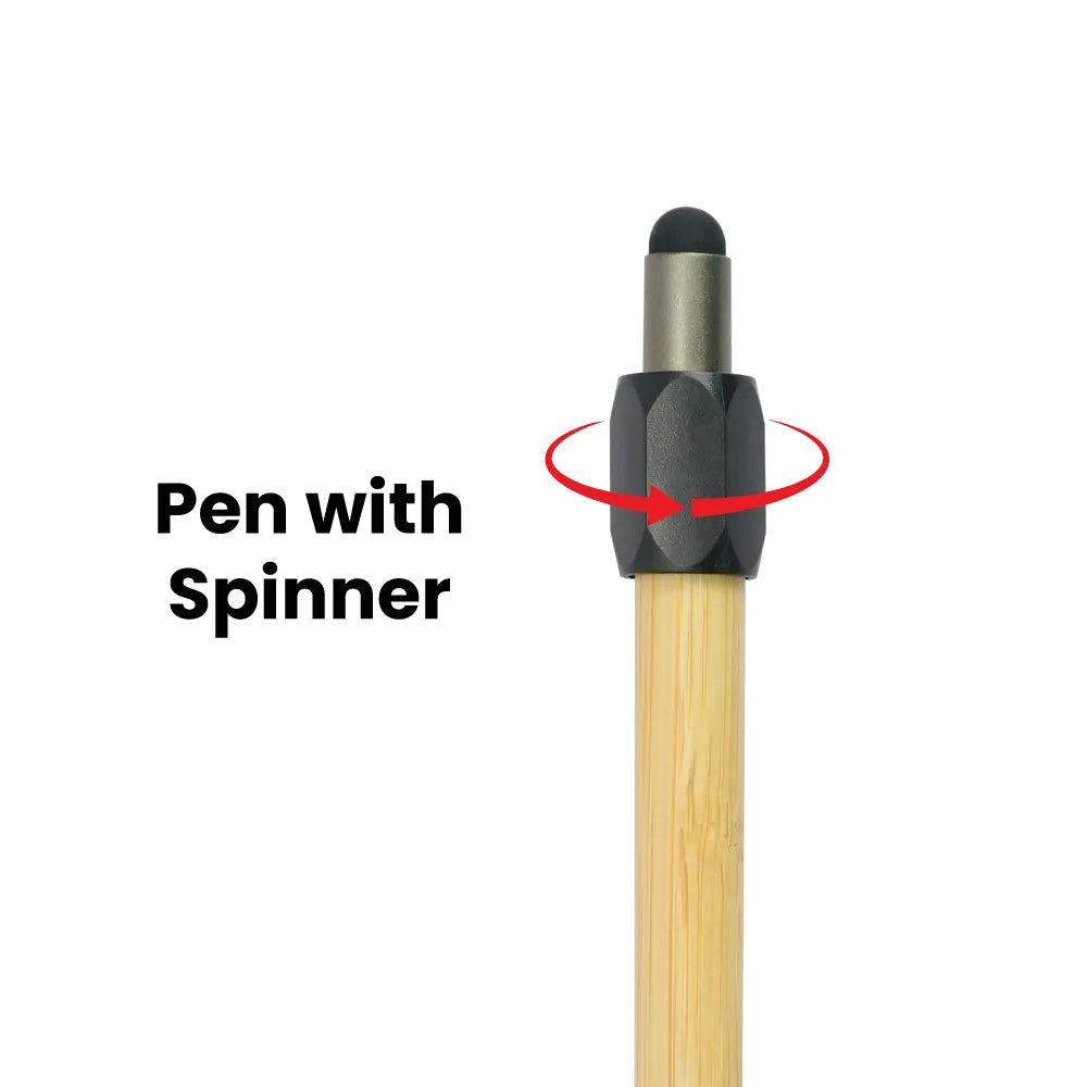 Bamboo and Metal Stylus Pens with Spinner (Blue Ink)