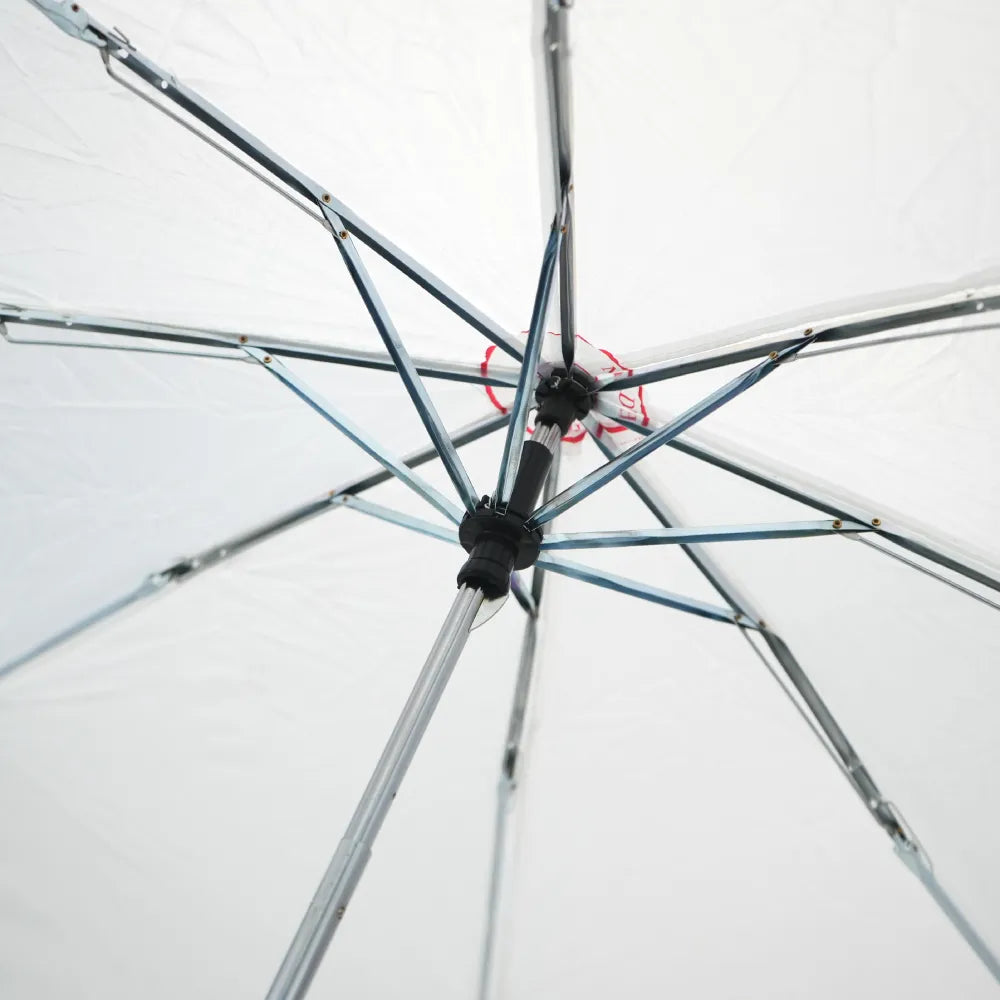 Bi-Fold Umbrella in White with Velcro Closure and Pouch