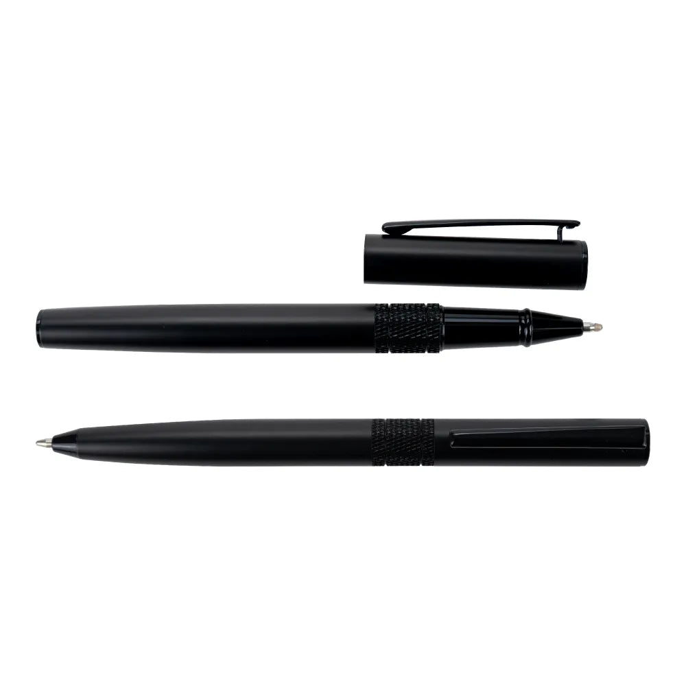 Black Metal Pen Set with Matte Finish in Hardboard Slide to Open Box