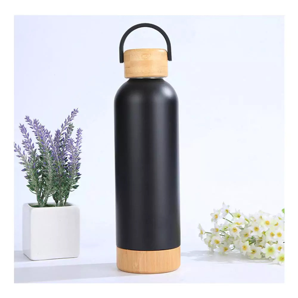Double Wall SS Bottles with Bamboo Base & Lid 750 ml