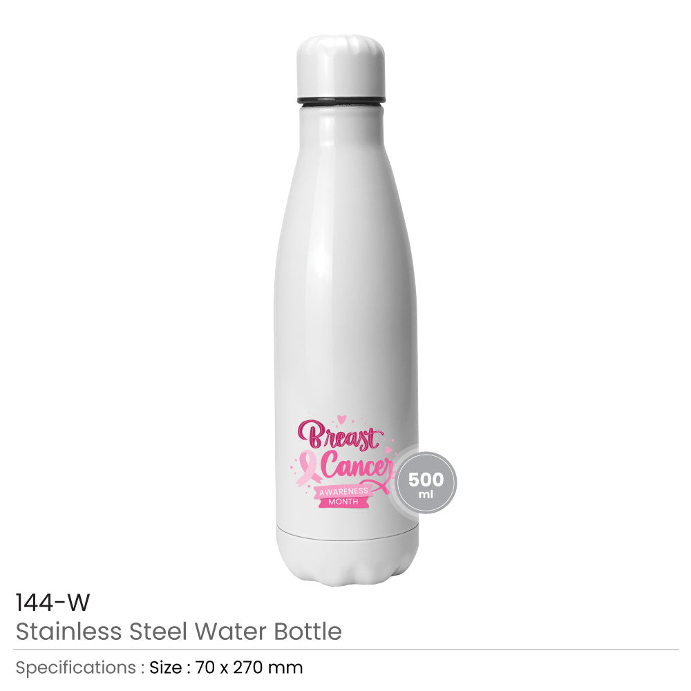Stainless Steel Bottles with Breast Cancer Awareness Logo