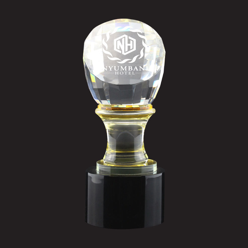 50 Crystal Trophy in Wooden Box