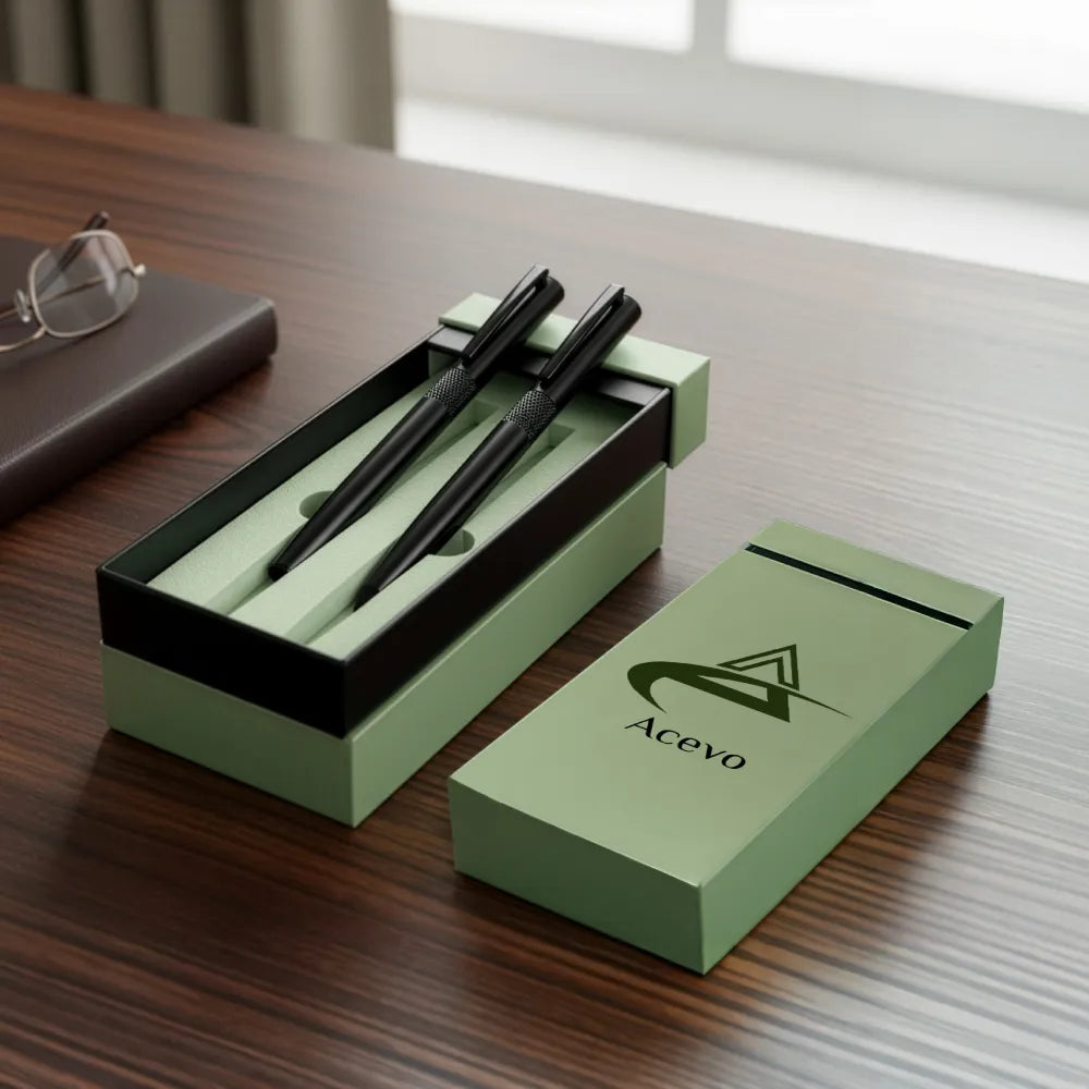 Dual Pen Box Slide to Open in Hard Cardboard Material