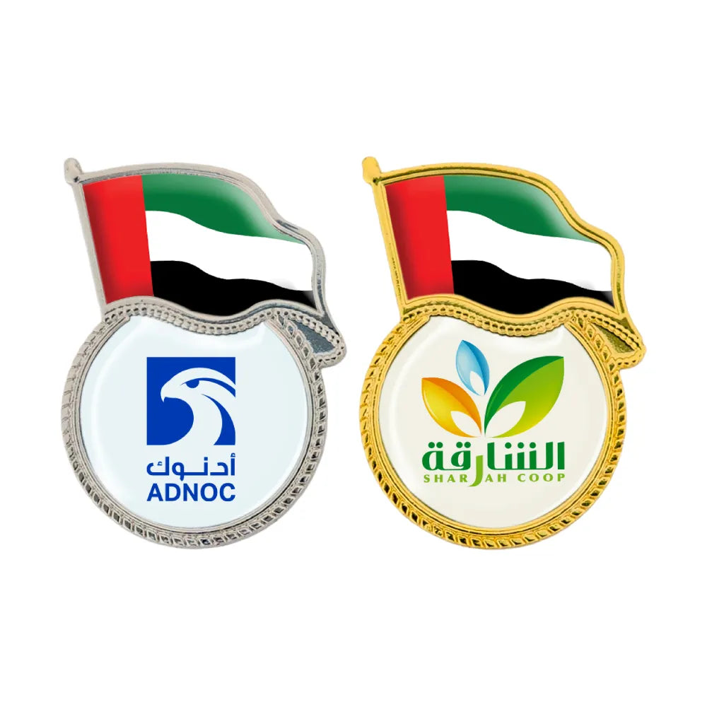 بادجات معدنية بتصميم العلم مع تثبيت مغناطيسي
