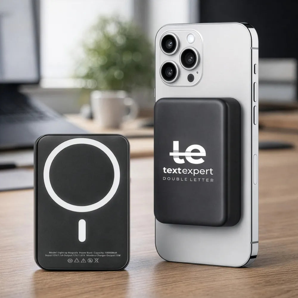 MagSafe Wireless Powerbank with Light-Up Logo, 15W Fast Charging, 10K mAh