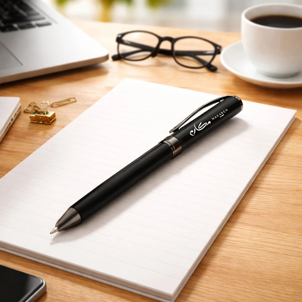 Dorniel Designs Metal Pens Matte Black Twist Action Blue Ink