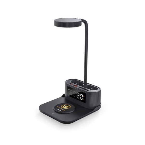 50 Desk Lamp with 15W Wireless Charger, Clock and Pen Holder