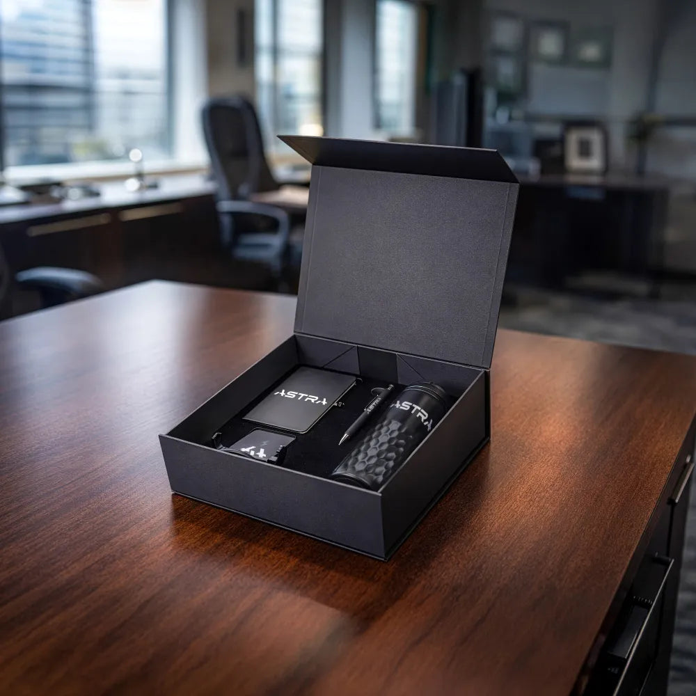 Promotional Gift Sets in Black Magnetic Closure Gift Box