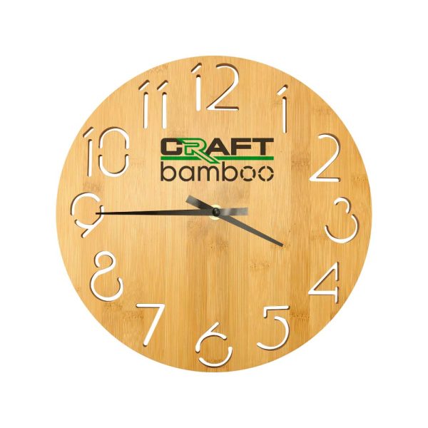 50 Round Bamboo Wall Clock, 28 cm Dia, Type Analog