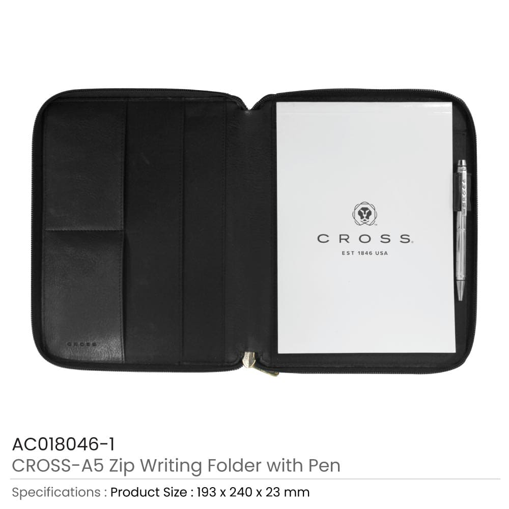 50 CROSS A5 Zip Writing Folder with Agenda Pen Gift Sets