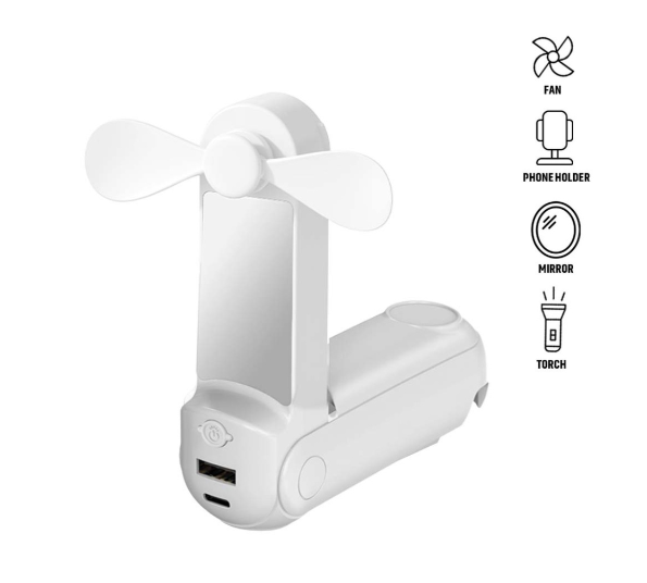 ARCHIE - Giftology 5-in-1 Powerbank Fan with Torch, Phone Holder & Mirror