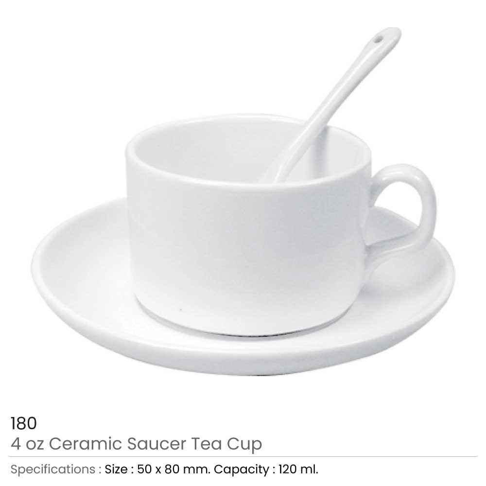 Ceramic Saucer Teacups with Spoon