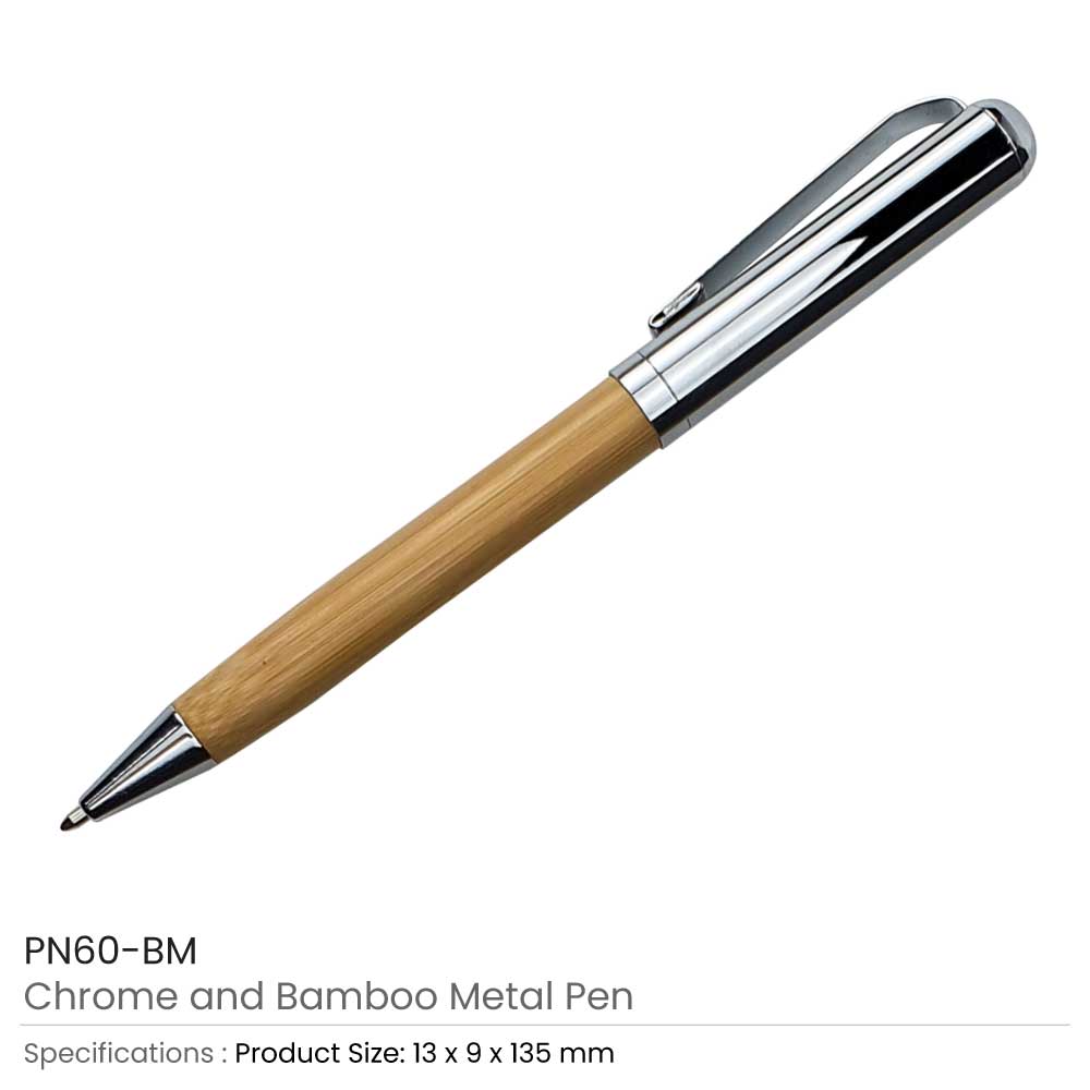 Chrome and Bamboo Metal Pens