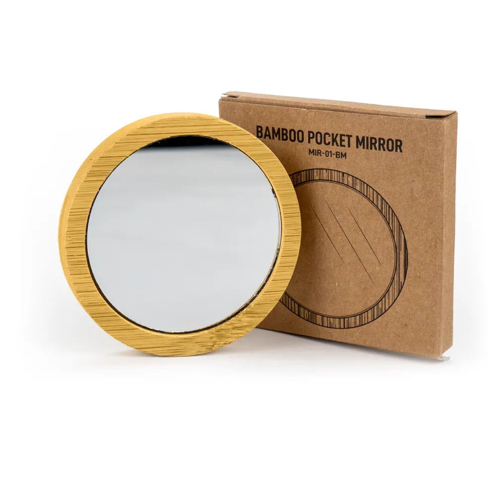 Bamboo Pocket Mirrors in Round-shaped, Lightweight & Portable