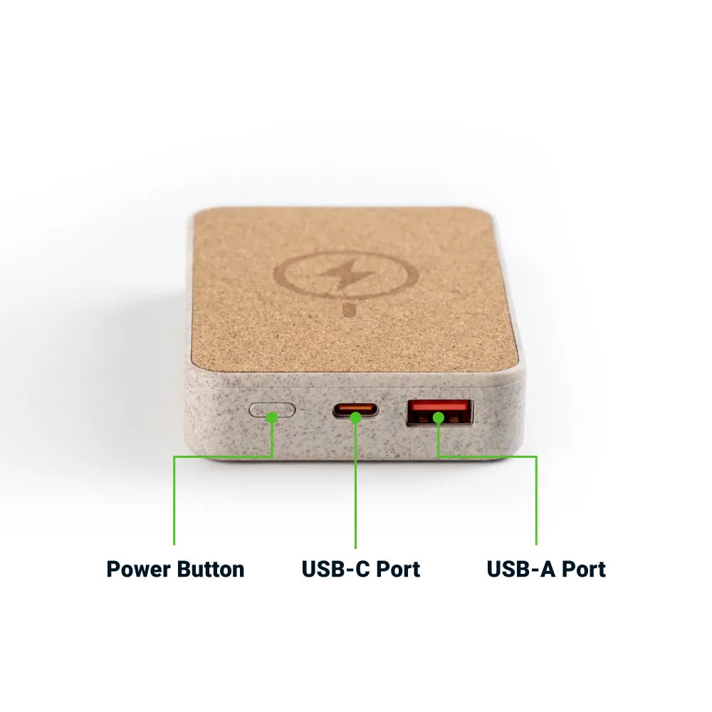 Cork MagSafe Wireless Powerbank with Foldable Stand, 15W, 10000 mAh