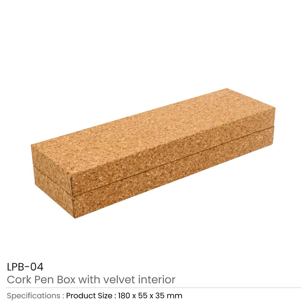 Cork Pen Box with Velvet Interior