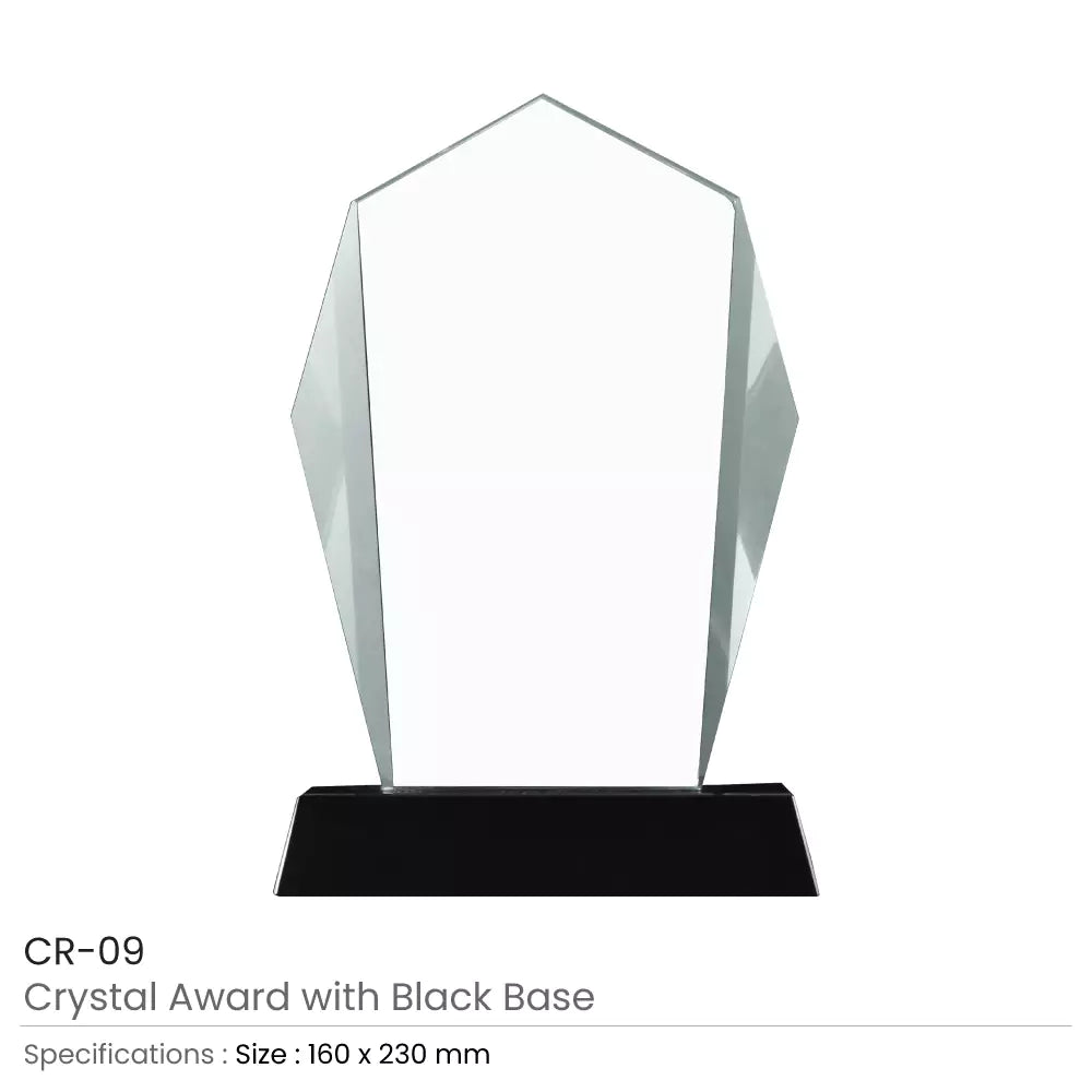 Crystal Award with Black Base in Wooden Box