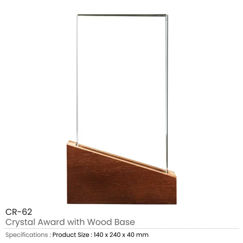 18 Crystal Awards with Wood Base