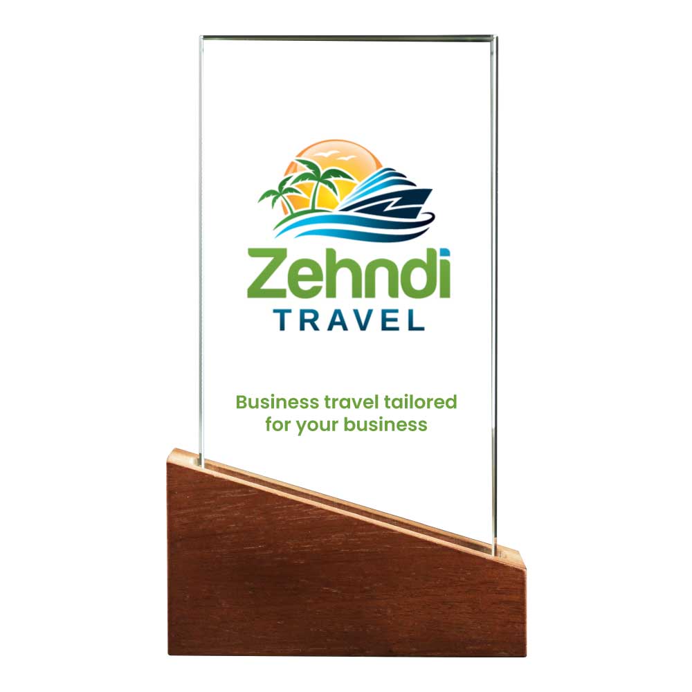 Crystal Awards with Wood Base