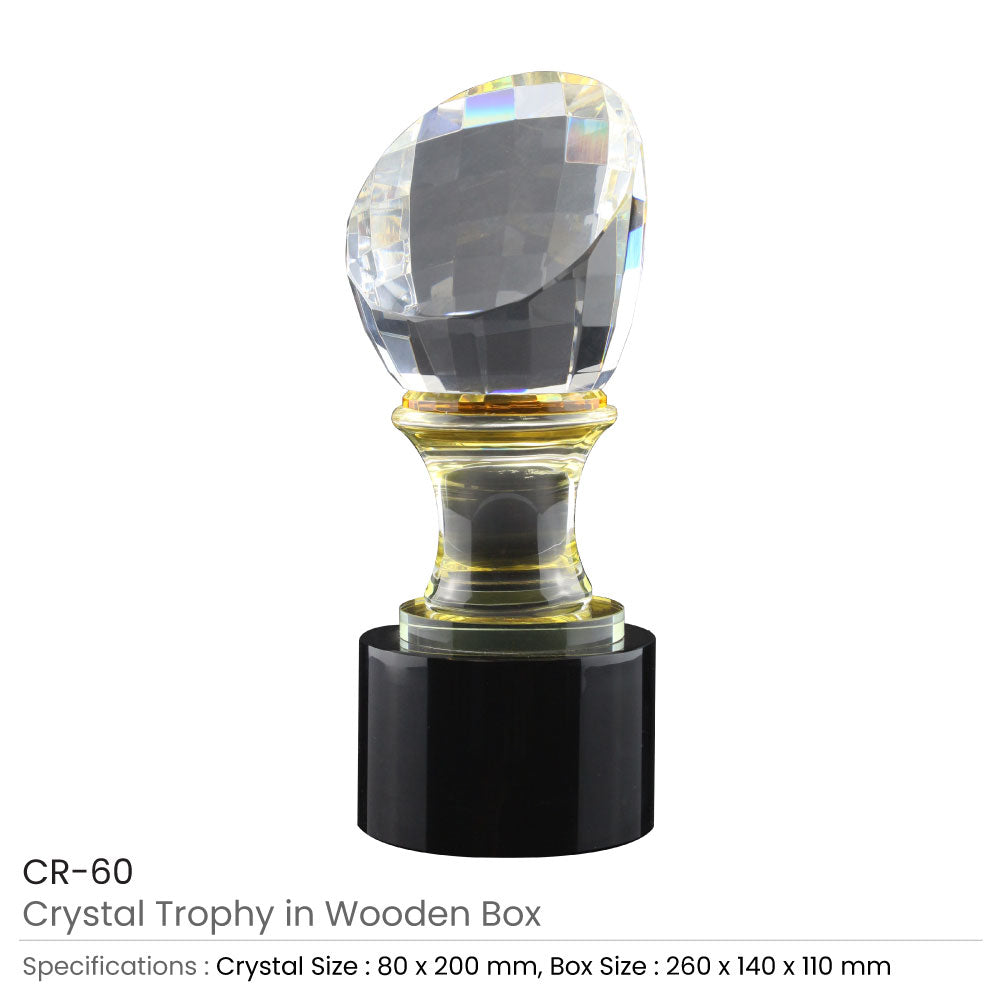50 Crystal Trophy in Wooden Box
