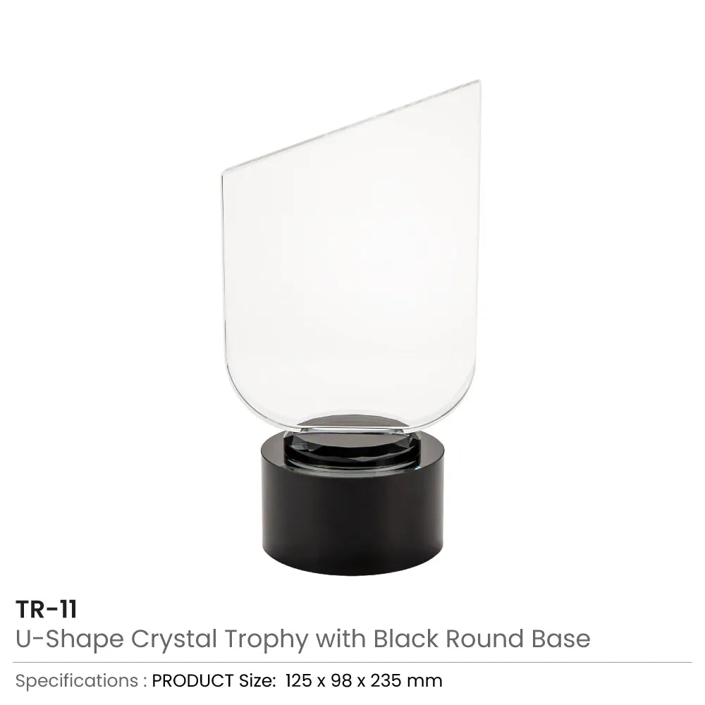 Crystal Trophy with Round Black Base in Premium Fiber Box