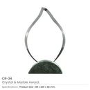 10 Flame Shaped Crystal & Marble Awards