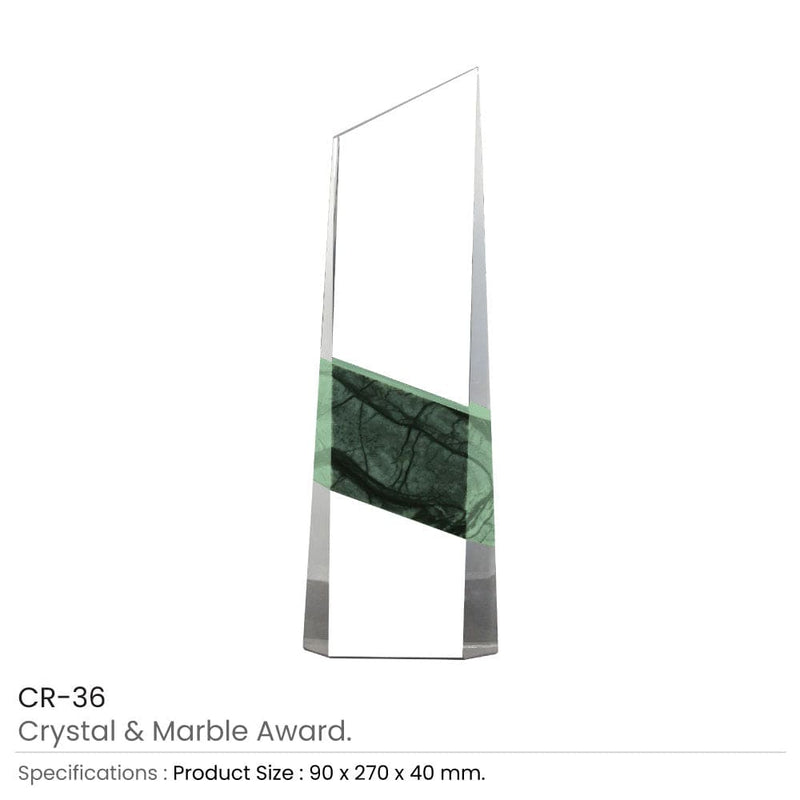 10 Vertical Crystal & Marble Awards in Box