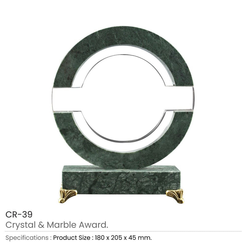10 Round Crystal & Marble Awards in Box