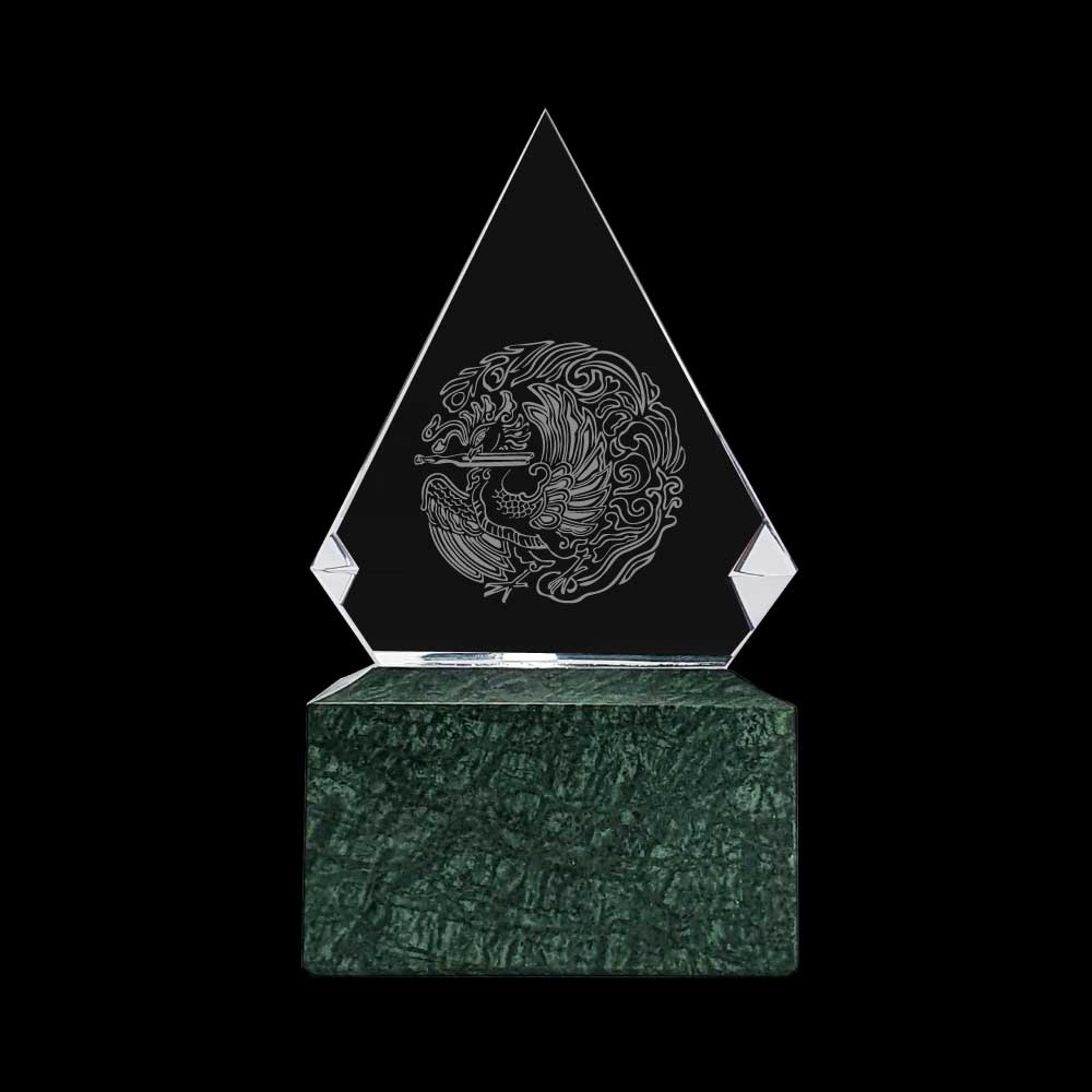 Diamond Shaped Crystal Awards with Marble Base