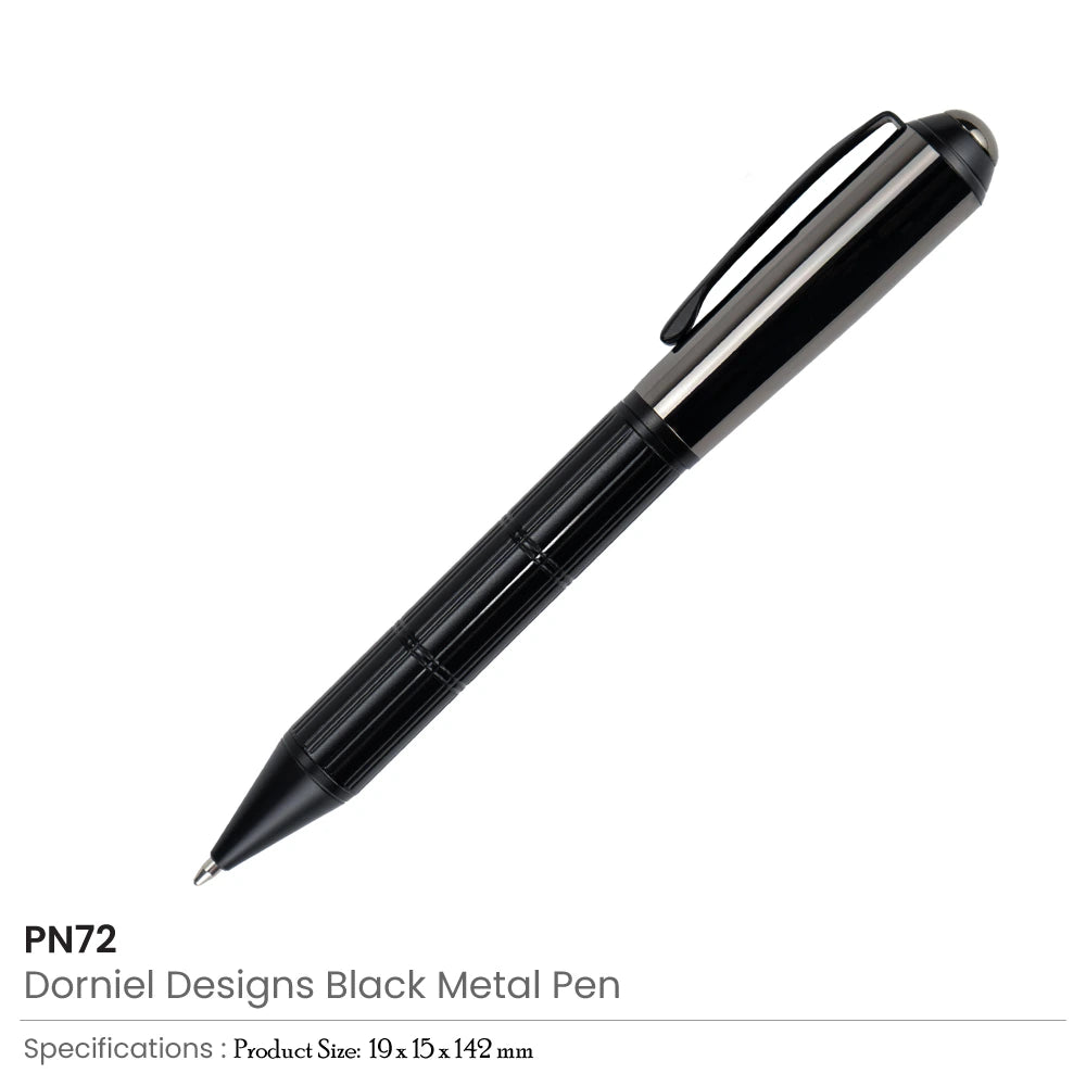 Dorniel Designs Brand Pens, Matte Black, Twist Action, Blue Ink