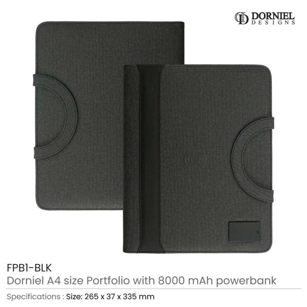 50 Dorniel Portfolio A4 with 8000mAh Powerbank and LED Logo