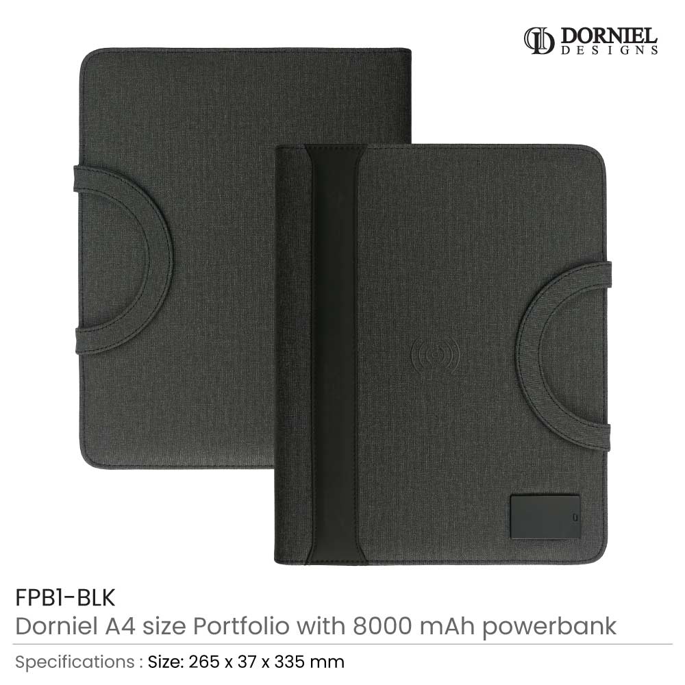 Dorniel Portfolio A4 with 8000mAh Powerbank and LED Logo