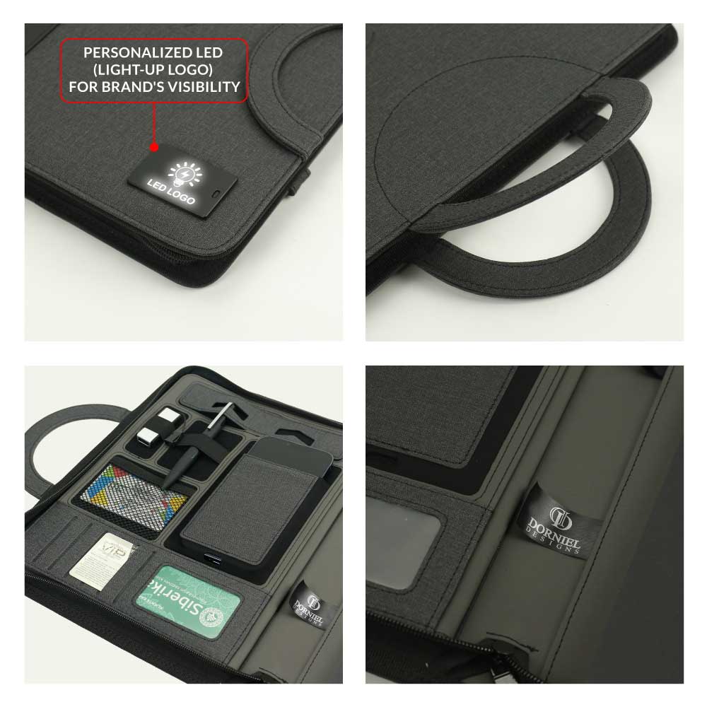 Dorniel Portfolio A4 with 8000mAh Powerbank and LED Logo